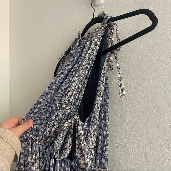 ULLA JOHNSON Augustine Floral Silk Blend Chiffon Boho Halter Maxi Dress Womens 4 - Picture 4 of 9